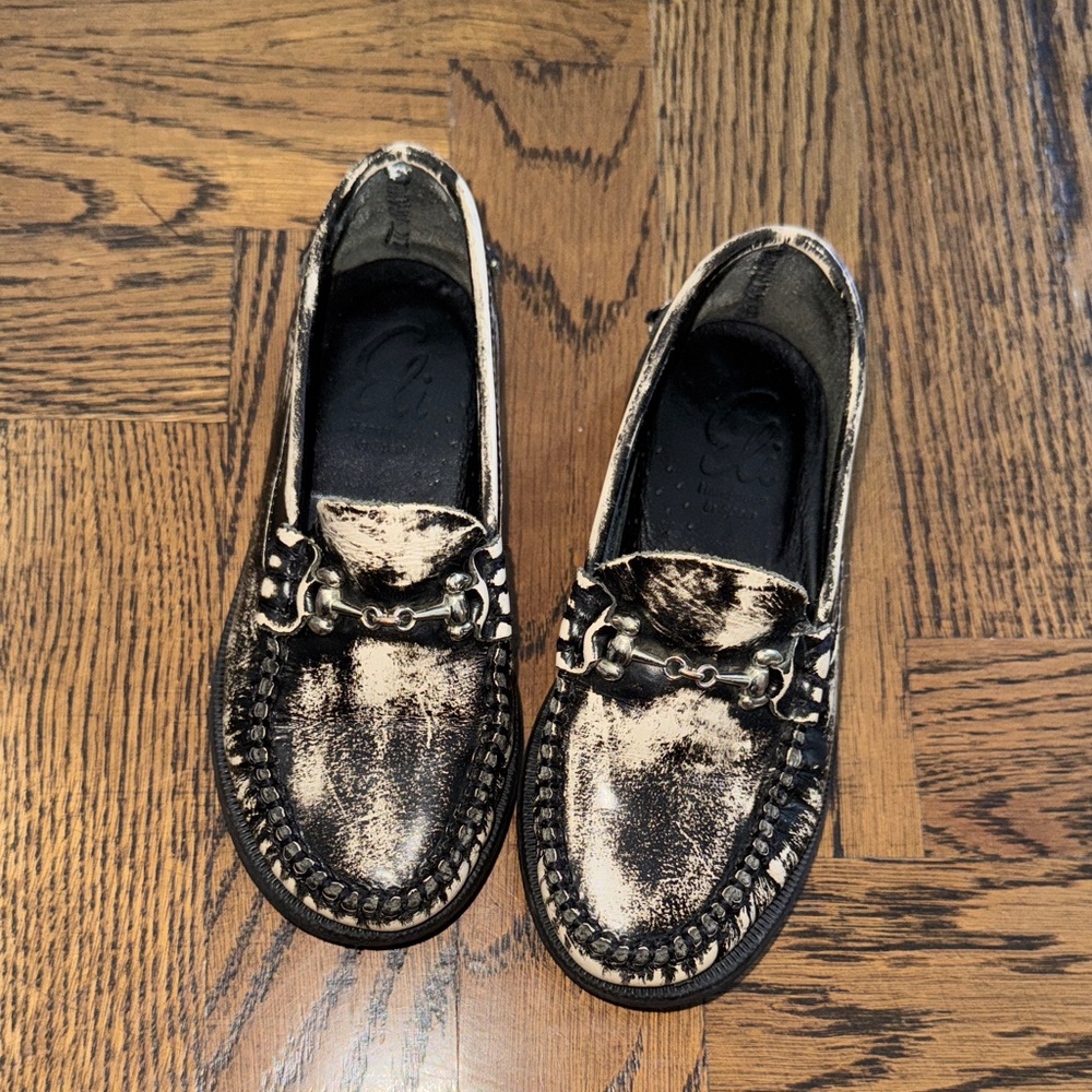 Papayas Distressed Black and Tan Loafers